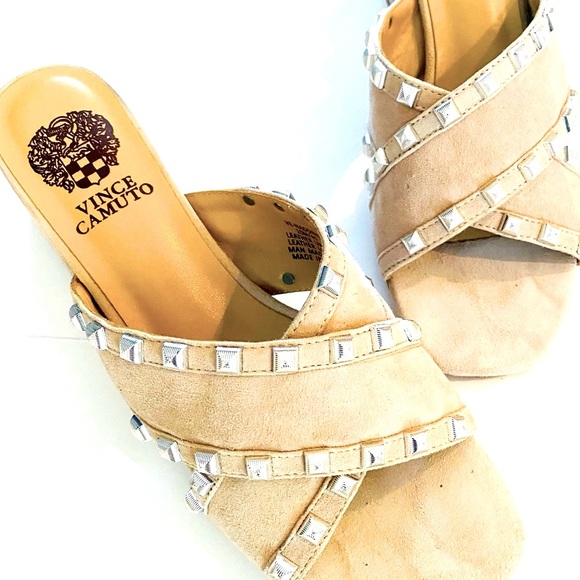 Slides with Block Heal in Tan Suede & Silver Detailing - Like New Condition - Picture 6 of 16